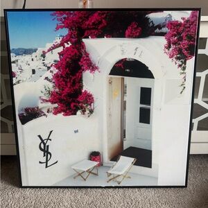 Chic Yves Saint Laurent Pink and White Art Print